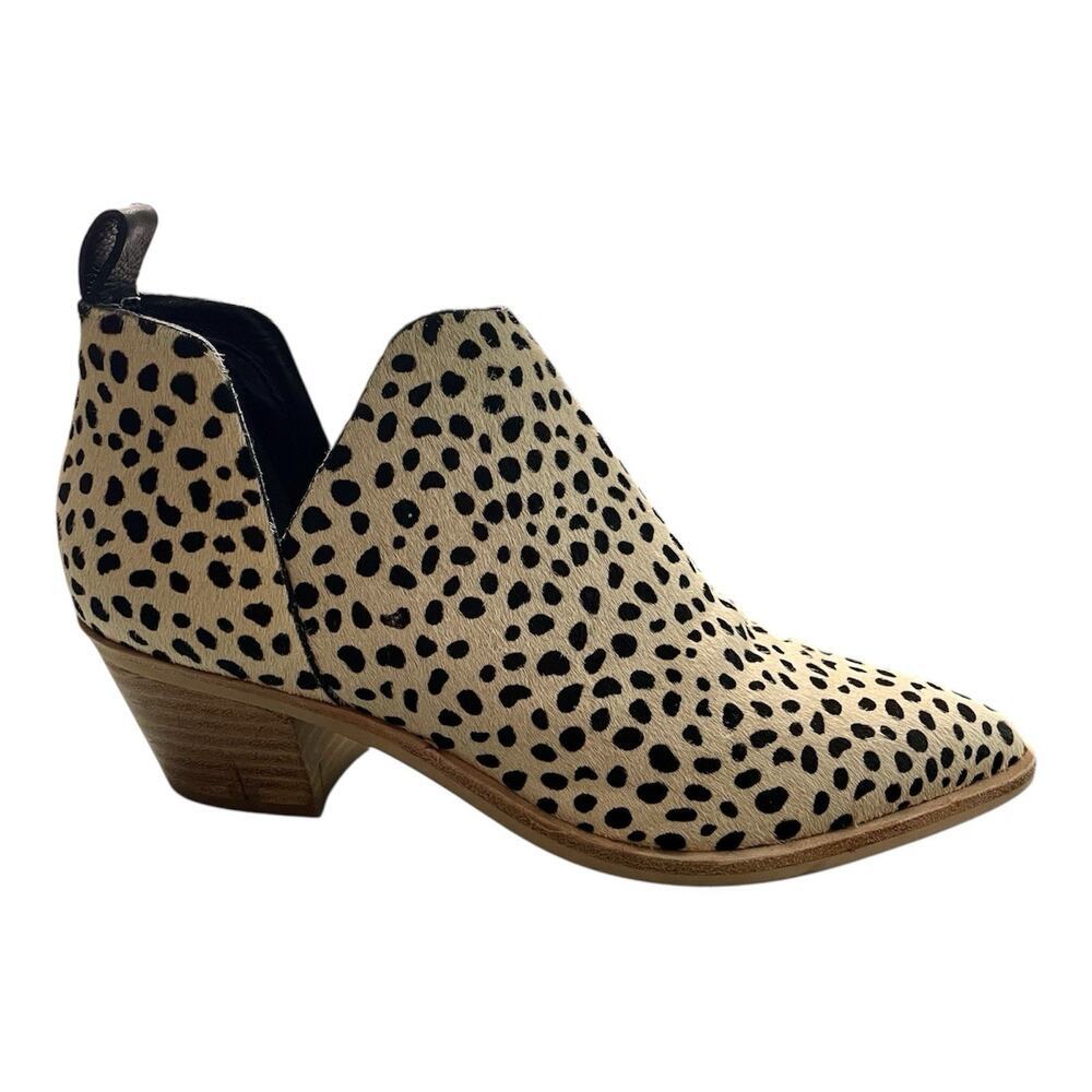 Dolce Vita Ankle Boots Women Sz 6 Tan Brown Sonni Leopard Calf Hair Booties